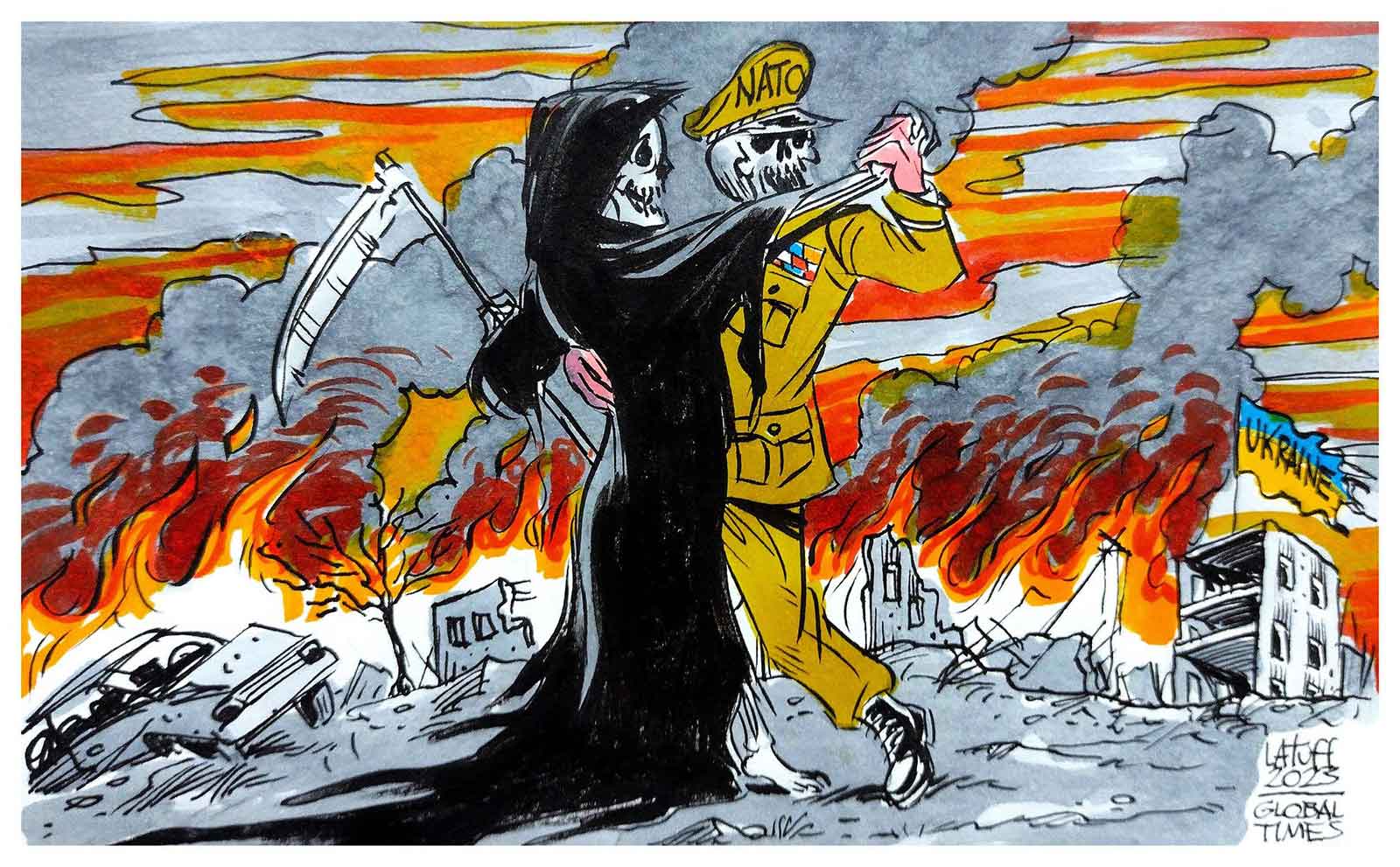 NATOs dødsdans. Illustrasjon: Carlos Latuff