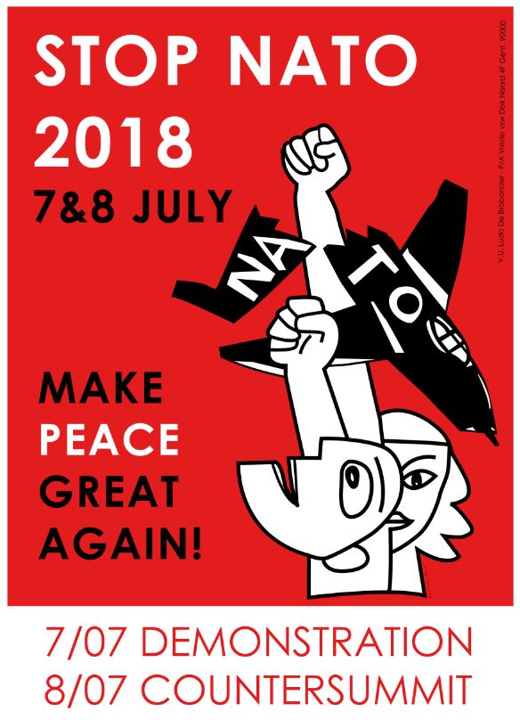 Folkeprotest mot NATO. Fra det alternative toppmøtet i Brussel. 